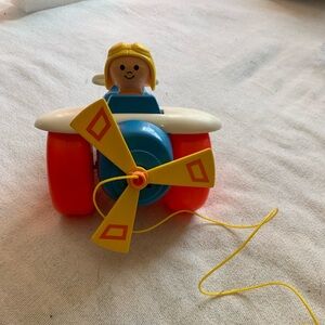 Vintage Fisher Price Airplane Plane Pull Along Toy Toddler 1980